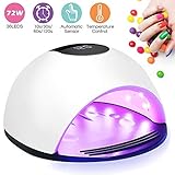 Lampe UV Sèche Ongles,Winpok 72W Lampe UV Ongles Gel Avec LCD Ecran Et 4 Minuterie de 10s/30s/60s/120s, Base démontable,Semi permanent Lampe UV LED Séchoir à Ongles Pour Toutes Les Gels (Blanc)