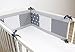 Produktbild ULLENBOOM ® Nestchen Graue Sterne (420x30 cm Baby Bettnestchen, Bettumrandung für 140x70 cm Babybett - Rundum, Motiv: Punkte, Sterne, Patchwork)