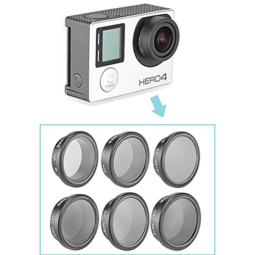 Neewer® 6 Pieces Professional Drone Filter Set with Protective Carrying Pouch for GoPro Hero 3+/4, includes: PL + ND8… - Image 6