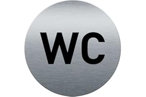 AUA SIGNALETIQUE - Plaque de porte Aluminium brossé imprimé AluSign Ø 85 mm - épaisseur. 3 mm - Double Face adhésif au dos (WC)