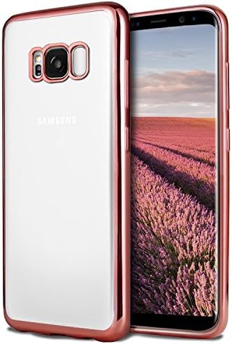 Jireh Protective Case for Samsung Galaxy S8, Transparent, with Edge Color Rose Gold