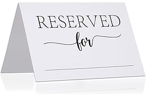 FDCLIXUVOL 20 Pcs Reserved Table Signs, 4 x 6 Inch Reserved Seating Signs Double Sided White Reserve Sign with Name Line Folded Place Cards for Reserving Seats Restaurant Wedding Reception Business Meeting