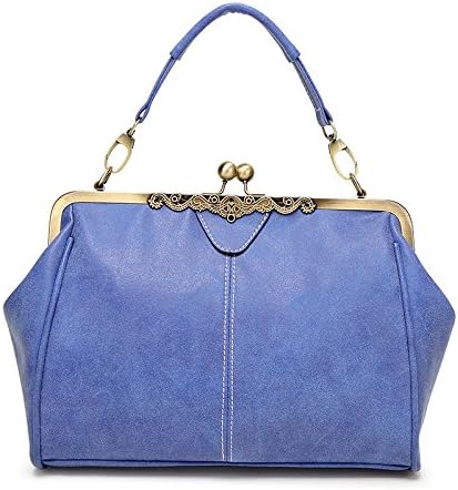 Handbag Tote Bag Shoulder Diagonal Bag Scrub Bag Binder Bag England Retro Postman Bag,Blue-OneSize