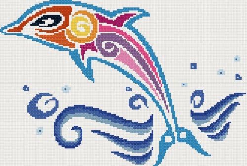 Rainbow dolphin cross stitch kit