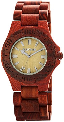 Raptor Analog Unisex Armband Uhr, Holz,  42 mm, Braun Beige - 298197000005 Raptor Analog Unisex Armband Uhr, Holz,  42 mm, Braun Beige - 298197000005