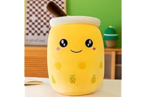 Foreverup Bubble Tea Plush Pillow, Plushie Plush Pillow Cute Cartoon Boba Milk Tea Soft Plush Doll, Boba Plush Soft Pillow Stuffed Toy, Bubble Milk Tea Cup Plushie, Christmas Birthday Gifts-F