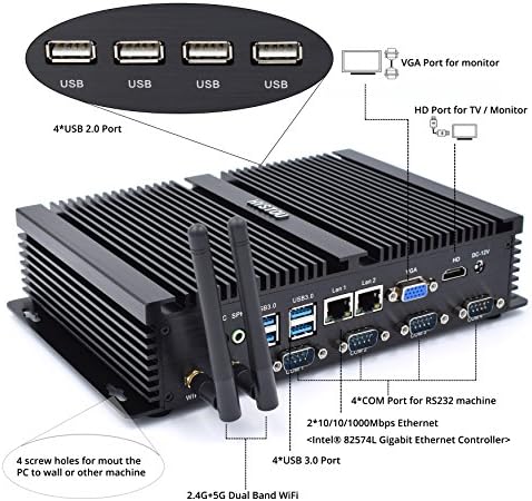 HYSTOU FMP04 Fanless TV BOX Pc,Mini PC Desktop Computer with Intel Core 1007u 1.8Ghz 300M Wifi (4GB RAM 128GB SSD)