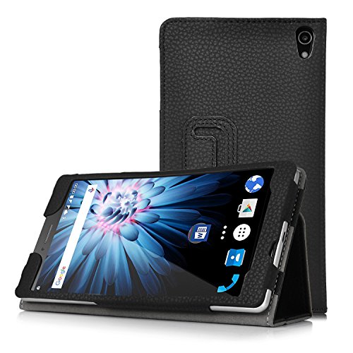 ELTD Odys Pluto 7 Hülle Case, Leder Tasche Schutzhülle mit Standfunktion Für Odys Pluto 7 17,7 cm (6,98 Zoll HD IPS Display) Phablet, Schwarz