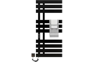 SKYLYZH Scaldasalviette Elettrico, Termostato WiFi Smart Scaldasalviette, per Alexa e Google Home e APP, 500x1100 mm, Portasciugamani elettrico, Scaldasalviette Elettrico Bagno Basso Consumo-WIFI Black Left