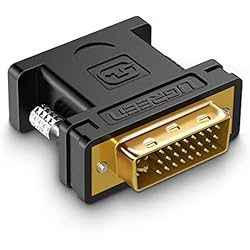 UGREEN Adaptador DVI-I 24+5 Macho a VGA Hembra para Juegos, DVD, Laptop, HDTV y Proyectores, Chapado en Oro