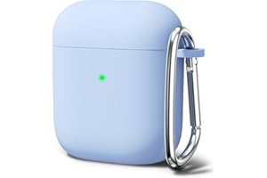 Oakxco für Airpods Hülle 2 Generation Karabiner, Wasserdicht und Stoßfest Silikon Protective Case, Airpods Hülle 1 Generation Dünn Weiches, Elegant Kawaii Einfarbig Design für Damen Männer, Hellblau