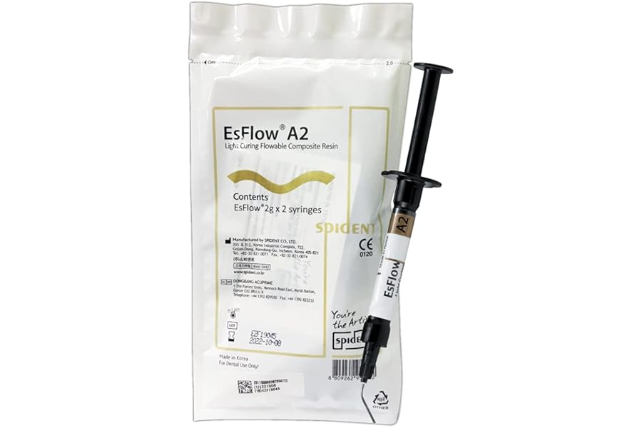 EsFlow 2 x 2 grm - Dental Flowable Light Cure Composite - SPIDENT (Shade A2) (A2)