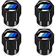 DAOPERS 4Pcs Metal Aluminum Alloy Car Tire Valve Stem Caps Cover for Toyota Tacoma 4Runner Tundra Rav4 Highlander TRD Accessories for Men Women -CapsBlue-Black