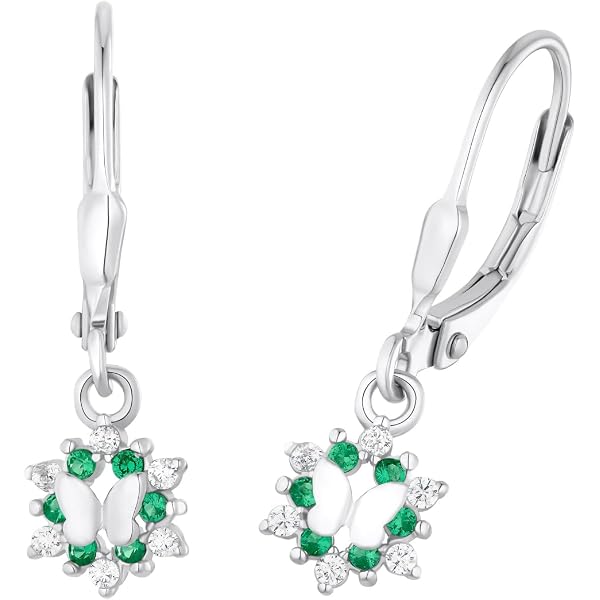 MATERIA Kinder Ohrringe Herz Rosa - 925 Silber Creolen Zirkonia | Materia Schmuck