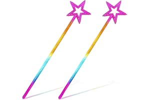 WeddHuis 2 Pezzi Bacchetta Magica, Bambina con Stella Glitter, Bacchetta Fata per Bambine, con Cristallo, Fata con Stella, per Costumi di Natale e Decorazioni Cosplay