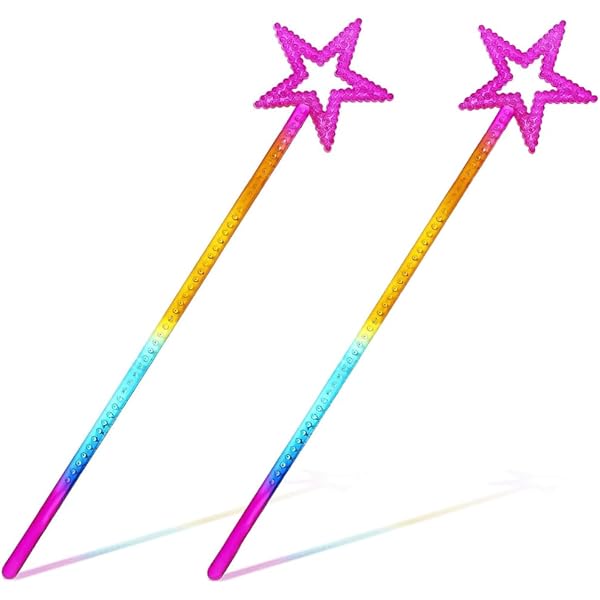 Prinzessin-Zauberstäbe (2 Stück) – Mit Glitzersternen, 34 Cm, Für Kinder & Kostümpartys