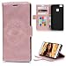 Produktbild P9 Lite Case Hülle Kasos Huawei P9 Lite Blumen PU Leder Tasche Etui Handy Hülle Schutzhülle Protection Kunsterleder Schale Brieftasche Flip Cover mit Handschlaufe in Rose Gold