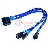 Shakmods 4pin Molex to 3x 3pin Fan 7v Splitter 20cm Power Cable DarkBlue Sleeved