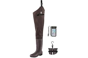 TIDEWE Hip Wathose Leichte Hip Boot für Damen und Herren 2-lagig PVC/Nylon Angeln Hip Wader (Grün und Braun)