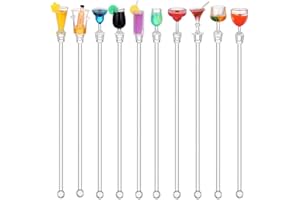 N\A 10 piezas de cócteles de bebidas tropicales agitadores de bebidas de acrílico para cócteles y cócteles, mezcladores de bebidas y mezcladores con colorido accesorio en miniatura