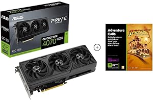 ASUS Prime GeForce RTX 4070 Super OC Edition 12 Go GDDR6X (Nvidia GeForce DLSS 3, SFF-Ready, PCIe 4.0, 1 x HDMI 2.1a, 3 x DisplayPort 1.4a, PRIME-RTX4070S-O12G) + Indiana Jones