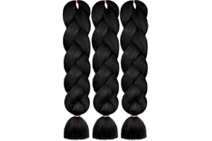 AUYAO Tillägg av flätat hår, 3 st jumboflätor, 65 cm, syntetisk fiberhårförlängning för twist-fläta krok
