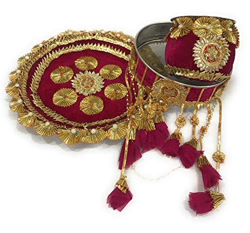  Karwa Chauth Thali Set with Chalni, Lota and Plate 