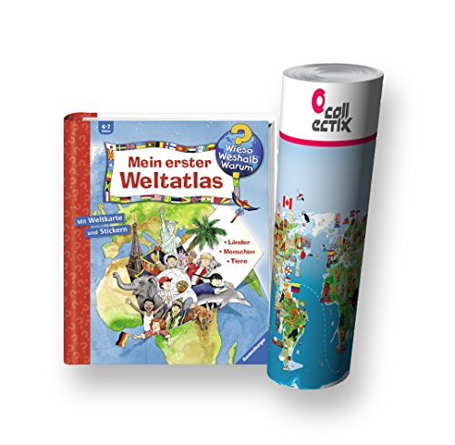Preisvergleich Produktbild Ravensburger Kinder Sachbuch - Mein Erster Weltatlas + Kinder Weltkarte - Länder, Tiere, Kontinente