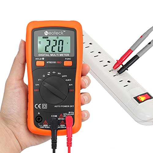 Neoteck Digital Multimeter 2000 Counts Digitaler Multimeter Auto range Messinstrument AC / DC Spannung Strom Widerstand Frequenz Kapazitanz Dioden Kontinuität Tester mit LCD Hintergrundbeleuchtung mit zwei Bananenstecker zum Alligator Clip Kabels - 4