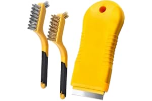 GOMEER Oven tool non scratch,Hob Stove Glass Cleaner Oven Cleaning Kit,Home Gadgets with 15 Spare Replacement and 2 stainless brushes for Ceramic Hobs, Glass Doors, Windows