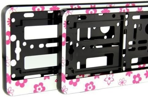 Fancy Number Plate Holder / Licence Plate Frame - Set of 2 - WHITE FLOWERS
