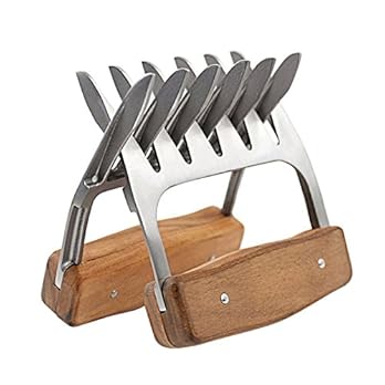 Savorliving Fleisch Krallen Edelstahl Pulled Pork Krallen Fleischkrallen Brenkrallen Mit Holzgriff Grill Fleischgabel Fleisch Pfoten Fr Rindfleisch Truthahn Huhn Brisket Meat Claws 2 Stcke