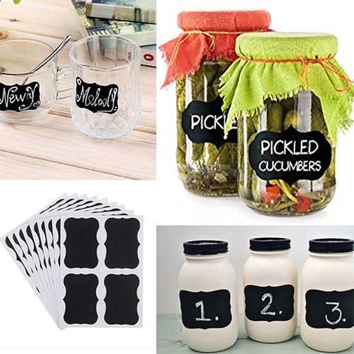 Gemini _ Mall® Kreidetafel Etiketten Kit ~ 40 x Aufkleber inkl. Liquid Chalk Marker Pen ~ trendigen Designs ~ perfekt für Marmeladengläser, Bier, Wein, Speicherung und mehr - 3
