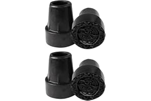 JYNVO 4 Pezzi Puntali In Gomma 19mm, Punta Di Ricambio Antiscivolo Punta Di Ricambio Tampone In Acciaio Incorporato Tappi Gomma Per Stampelle Canna Da Passeggio Stampella Accessorio Canna Pieghevole(Nero)