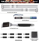 ROMANTICIST 20pcs Edelstahl Grillbesteck Set im Aluminium-Koffer, BBQ Grill Zubehör Set fürs Camping – Bild 3