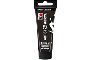 ‎MARABU Marabu 12200055974 - Artist Acryl Lampenschwarz 974, 22 ml, feine Acrylfarbe in Künstlerqualität, auf Wasserbasis, pastose Konsistenz, hoch pigmentiert, sehr gute Brillanz und Deckkraft