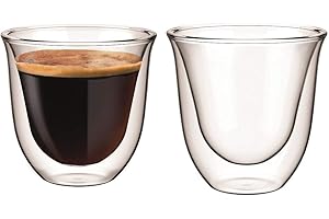 Aqualogis - Set di 2 bicchieri termici a doppia parete per espresso, doppio cremona, 80 ml