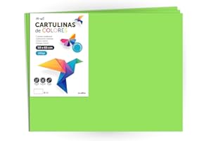 Cartulina de Colores, Cartulina Grande 50x65 cm de Colores Claros e Intensos, Cartulinas de Colores 180gr para Manualidades, Diseños Creativos y Proyectos de Arte · m-office (x25 hojas, verde)
