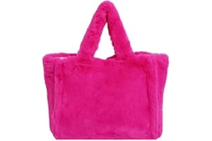 Ulisty Damen Herbst Winter Groß Plüsch Tragetasche Flauschig Henkeltasche Hobo-Tasche Handtasche rot
