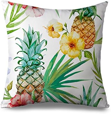 Beautiful Pineapple Cushion Pillow Cases Tropical Decorative Pillow Covers 45 x 45 cm Square Cushion Cover for Couch Accent Pillowcase 18 x 18"