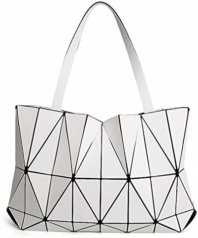 Women Matte Triangle Laser Bag Female Tote Diamond Geometry Quilted Handbag Shoulder Bags White
