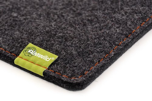 ALMWILD® Hülle Case iPad, iPad Air / Air 2 und 9.7″ und iPad Pro 9.7mit / ohne Smart Cover, Galaxy Tab A. Natur- Filz – Sleeve in Schiefergrau, Schwarz. Verschluß in Alpstein- Grau. iPad Air Tasche aus bayerischer Manufaktur - 6