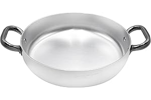 Pentole Agnelli Linea Alluminio 3 mm Professionale Tegame con Due Maniglie Inox, Argento, 46 cm