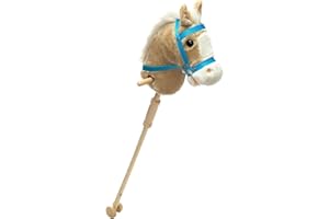 BEJOY Steckenpferd Kinder Spielzeug Pferd 91cm, Hobby Pferd Holzpferd Plüschpferd zum Reiten mit echten Pony Wiehern und Galoppgeräusch, Kuschelpferd Beige (AA-Batterien erforderlich)
