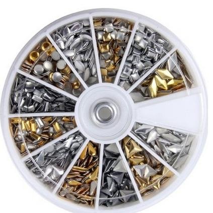 LIFECART 3D Design Nail Art Metallic Ohrstecker Strass Rad Maniküre Nail Art DIY Dekoration-12 verschiedenen Formen
