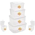 SPC Multipurpose Plastic Storage Boxes Large with lid, Set of 6, Rectangular, Transparent