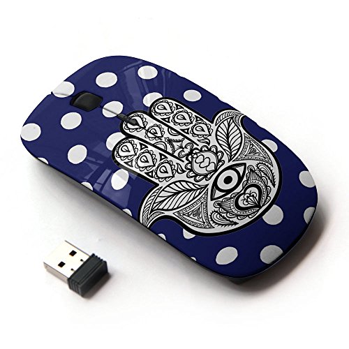 détail Graphic4You Hamsa Main de Fatima Pois Polka Dots Motif (Bleu Marin) Souris Optique Ergonomique Sans Fil 2.4 GHz