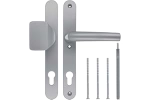 Türgriff/Türdrücker/Türklinke/Drückergarnitur DHS 92mm (Schildbreite 32mm) - Silber F1 - mit Knauf