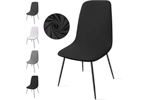 Eozakavod Housse de Chaise Extensible 6 pièces, Housse de Salle à Manger Amovible Lavables Couverture de Chaise Revêtement de Chaise pour Salle à Manger,Hôtel,Décor,Mariage(C-Noir, 6 Pièces)