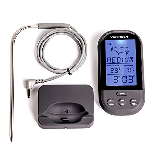 Victagen intelligentes wireless Fernbedienung Fleisch Thermometer, Outdoor tragbares elektronisches Thermometer für Essen Kochen&Grill, Backen Thermometer mit Countdown Küchenzeituhr
